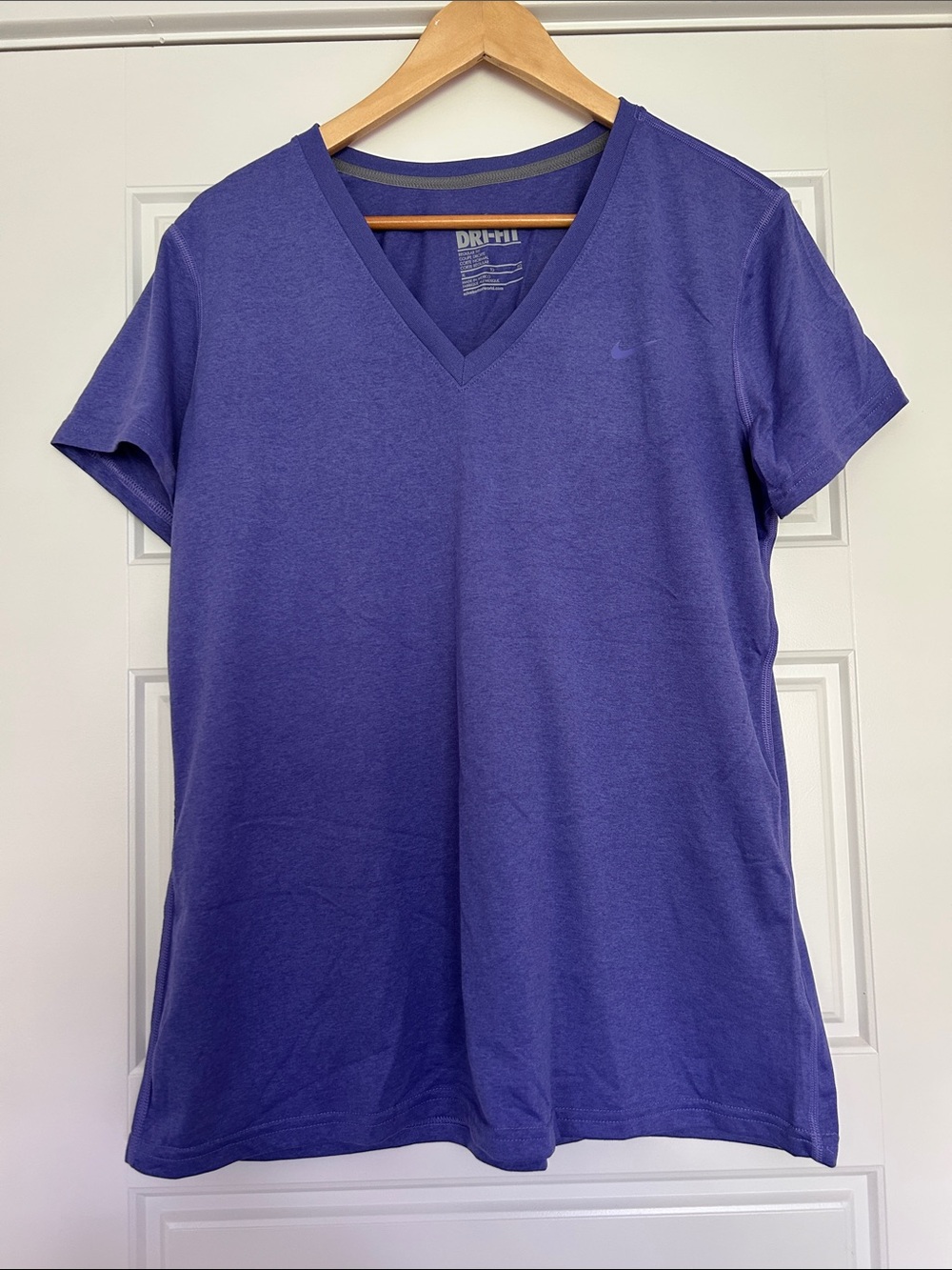 Nike Women’s Purple V-Neck Dri-FIT Short Sleeve Tee